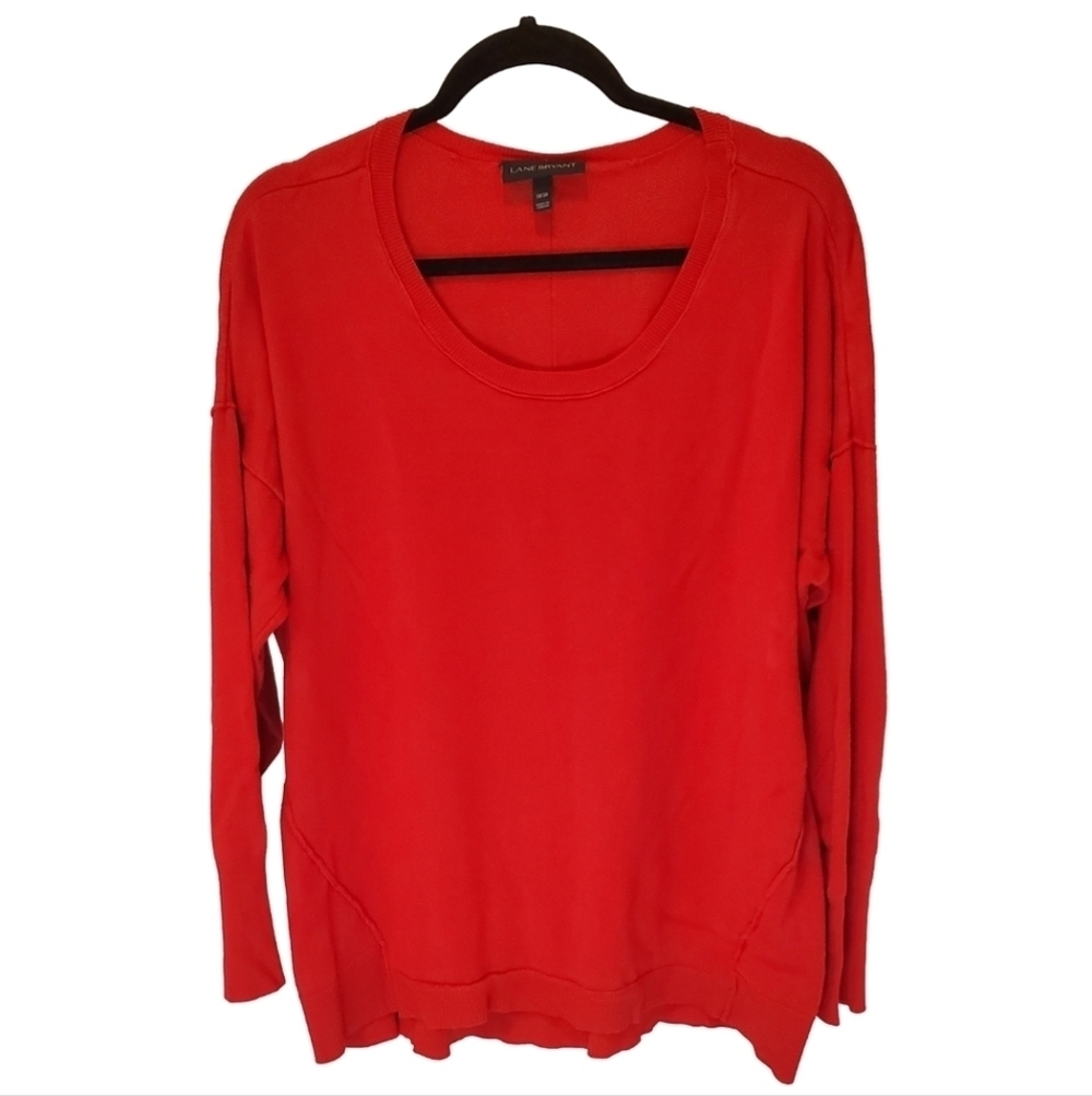 🇺🇸Lane Bryant Plus Size Solid Red Sweater Size 18 /20